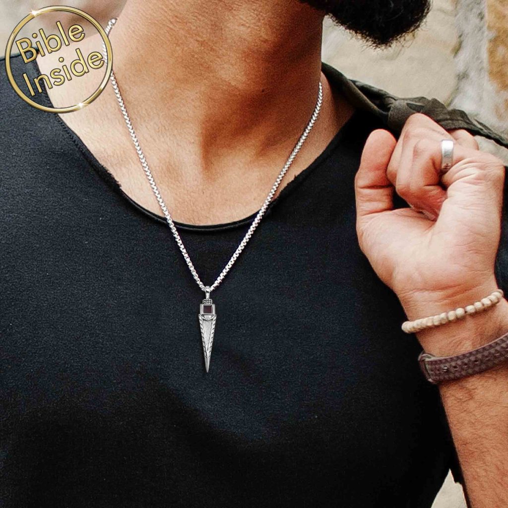 Handmade Christian Jewelry Gold Square Pendant with Bible Inside My Nano Jewelry